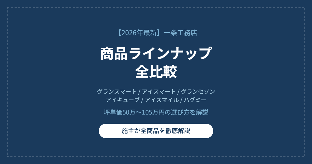 一条工務店の商品ラインナップを坪単価と性能で比較した一覧