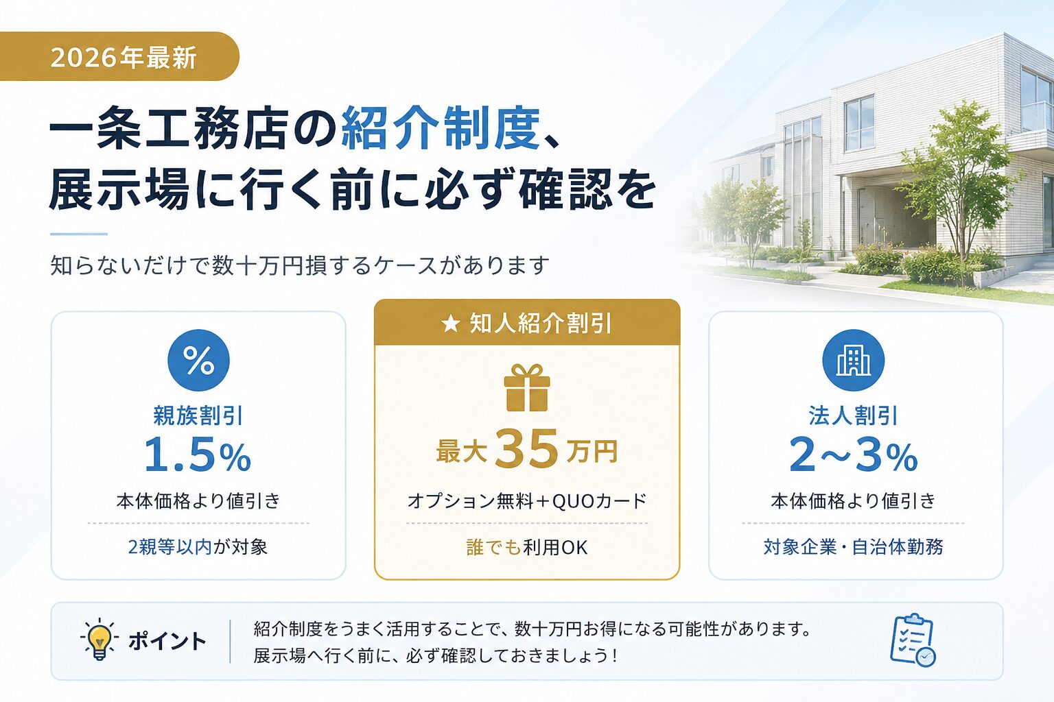 【2026年最新】一条工務店の紹介制度で最大35万円お得!申込方法と注意点を施主が解説 19 一条工務店 紹介制度