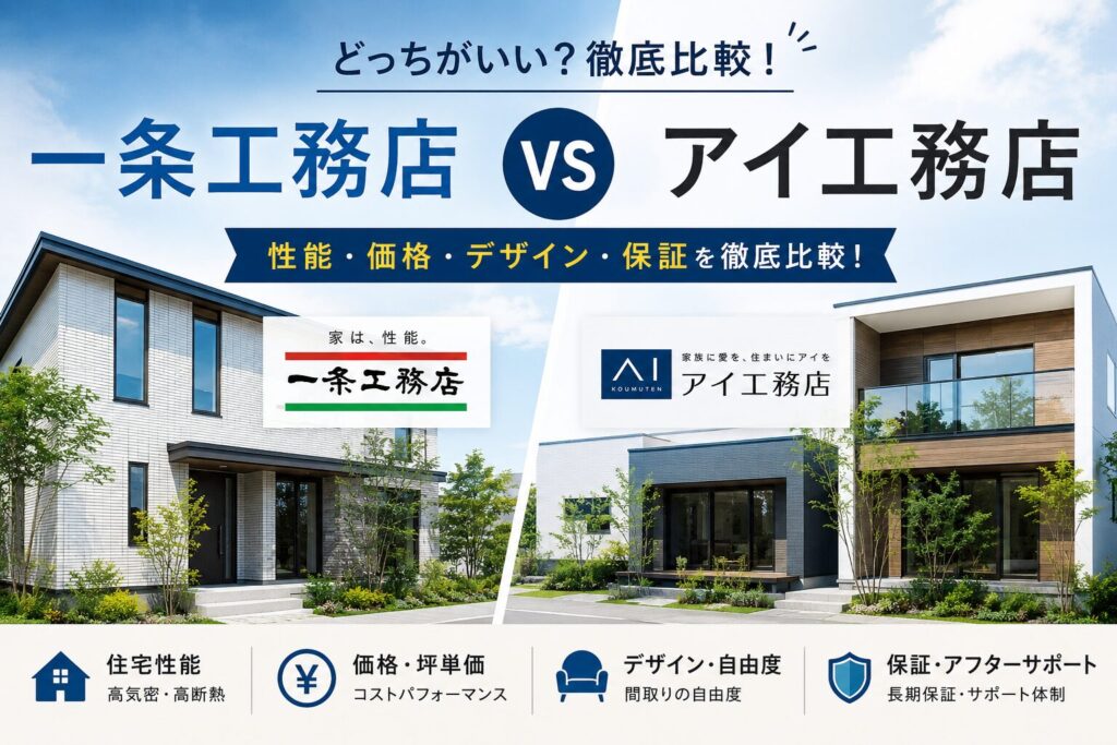 アイ工務店vs一条工務店を7項目で比較|両社を検討した施主が解説 7 一条工務店VSアイ工務店