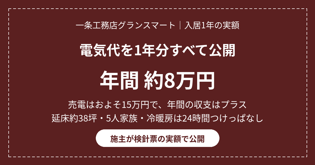【実額公開】一条工務店の電気代1年分|年間82,344円・売電込みで6.5万円プラス 19 eyecatch ichijo denkidai 1nen