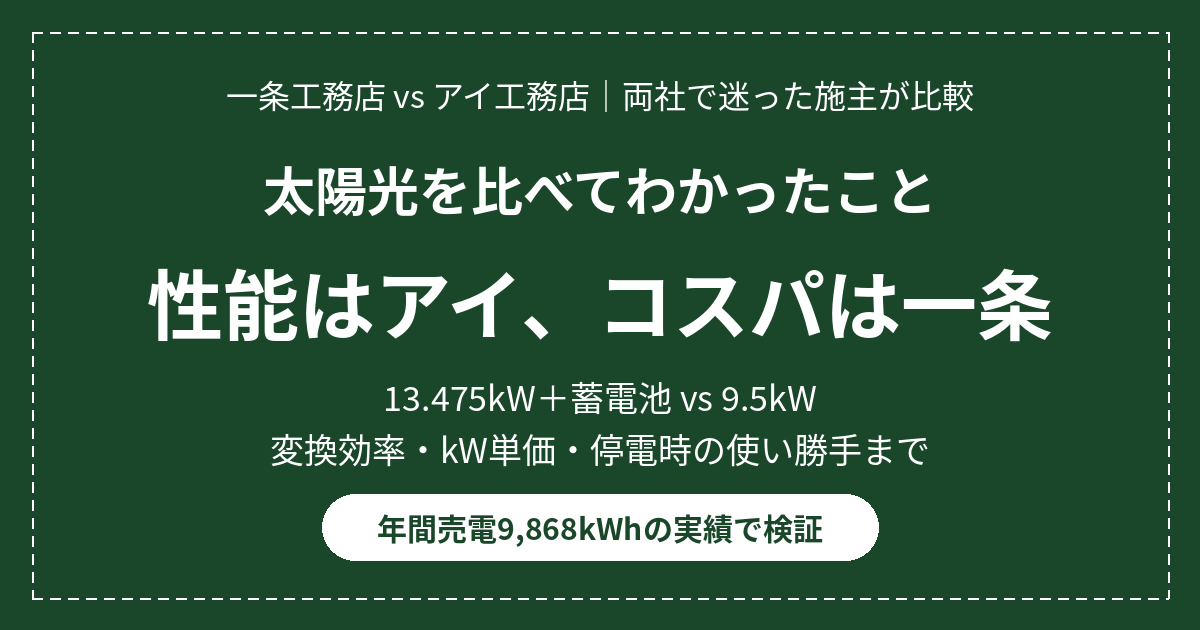 一条工務店とアイ工務店の太陽光を比較|両社で迷った施主の結論 15 eyecatch ichijo ai solar hikaku